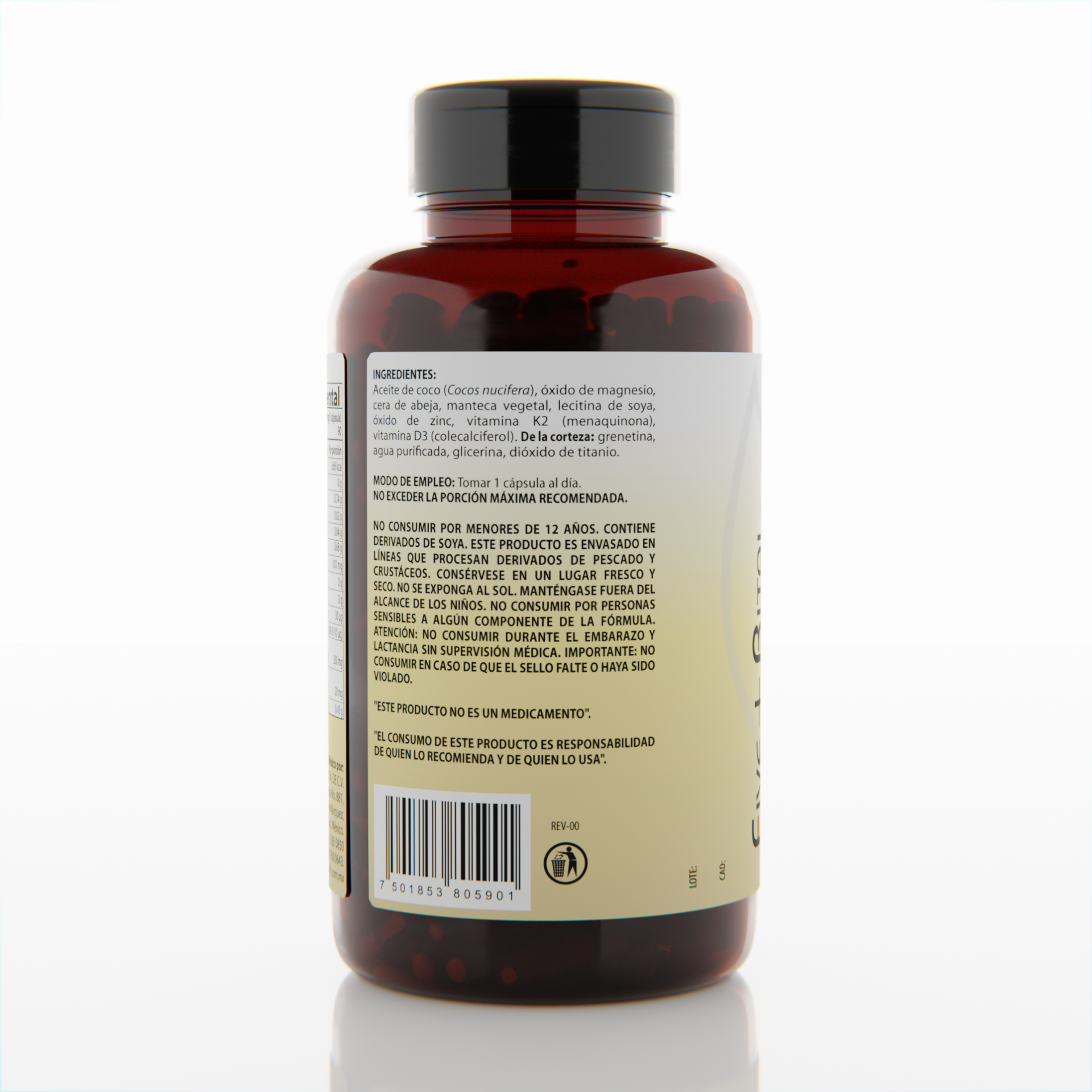 All Nature Five+Bital | Vitamina D3+K2 Magnesio, Zinc y Aceite de Coco | 90 cápsulas
