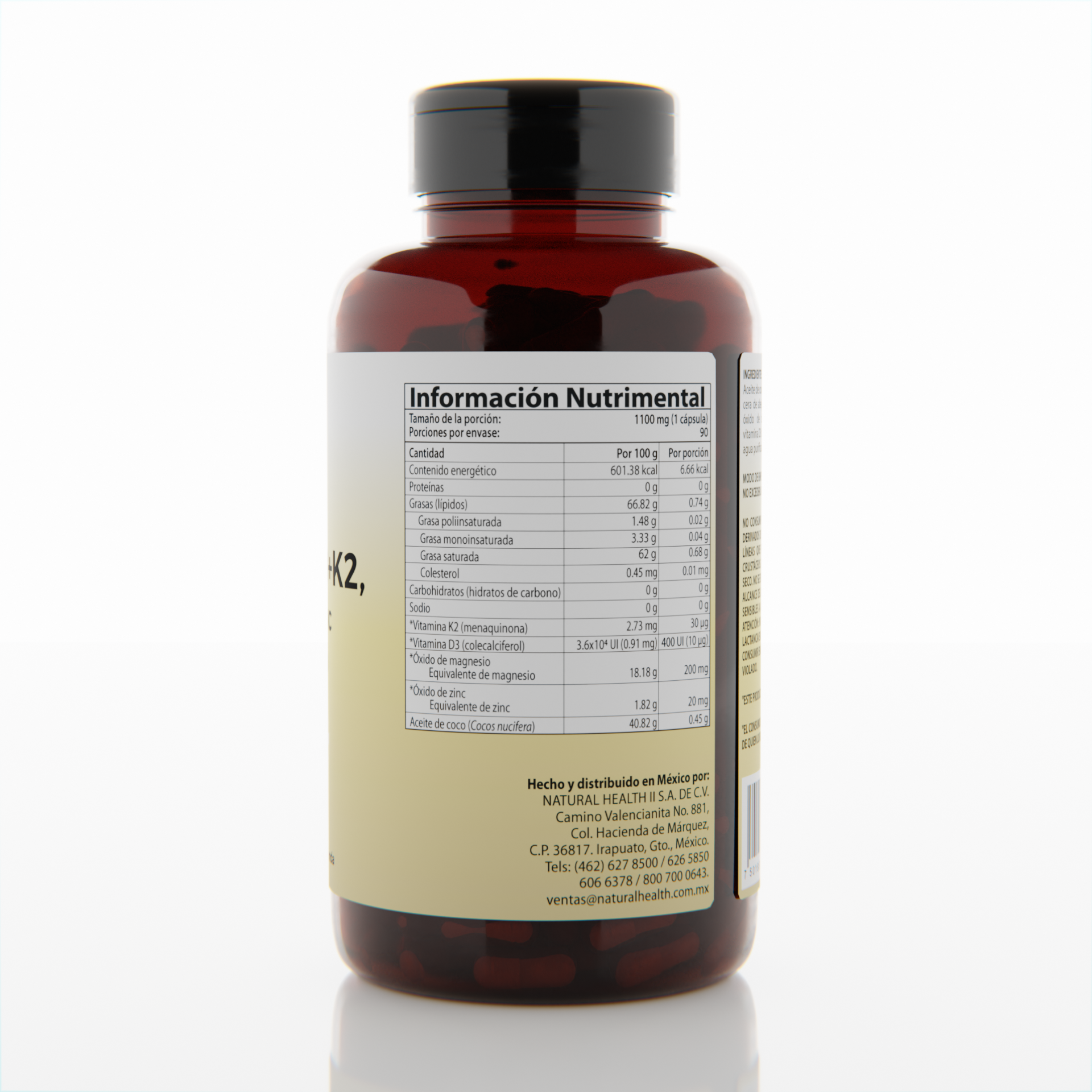All Nature Five+Bital | Vitamina D3+K2 Magnesio, Zinc y Aceite de Coco | 90 cápsulas