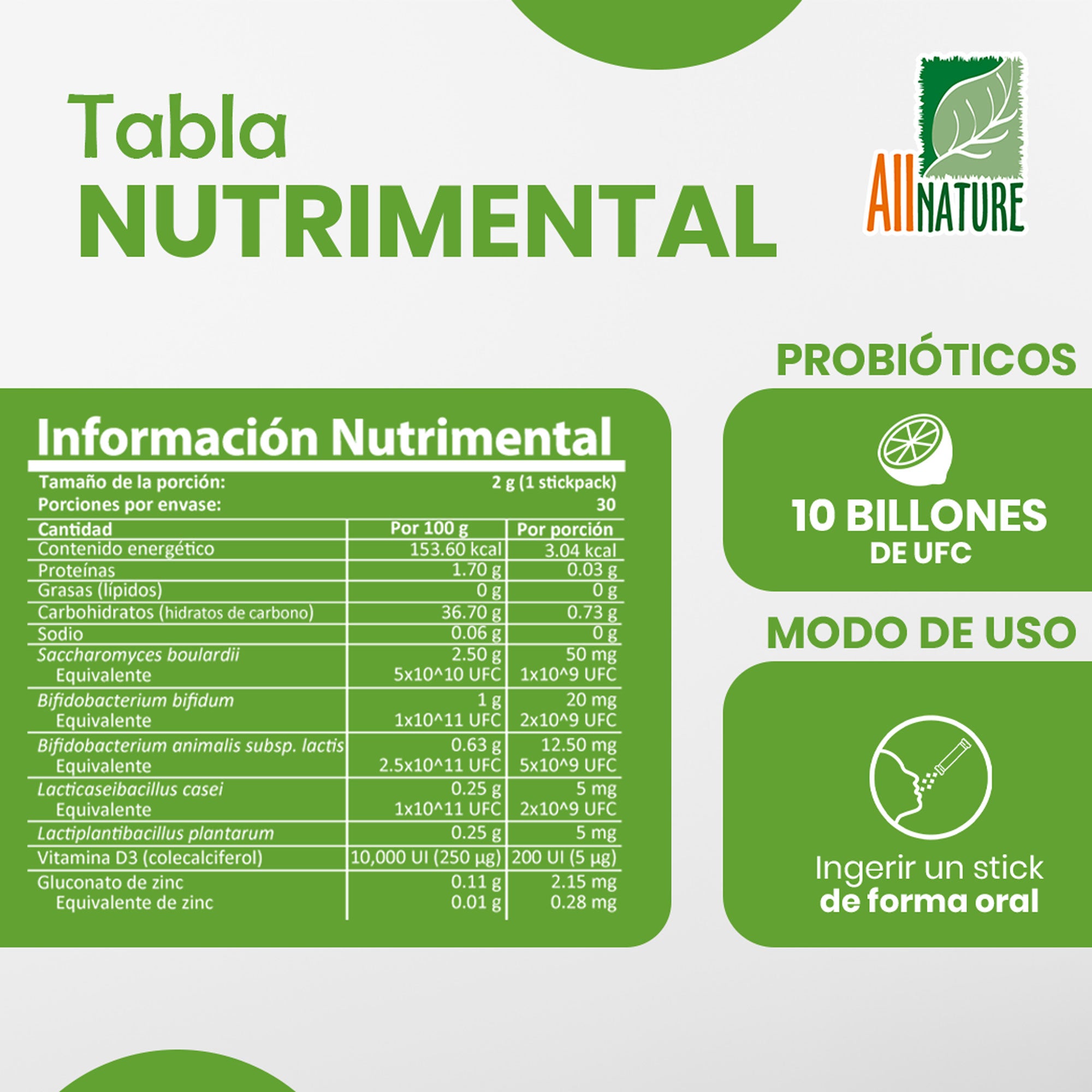 All Nature | Billion Complex Pre, Pro y Post Bióticos | 10 Billones de UFC
